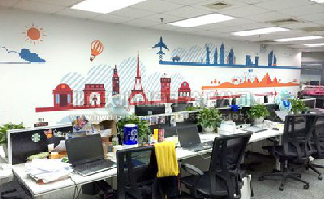 和县教你设计办公室墙绘的方法。